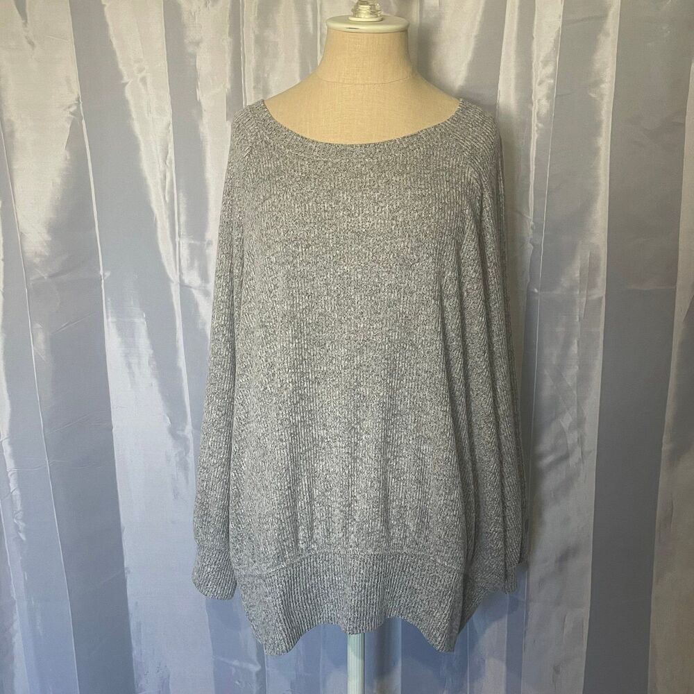 Torrid Sweater Top Women's 3 Gray Scoop Neck Rayon Blend Long Sleeve